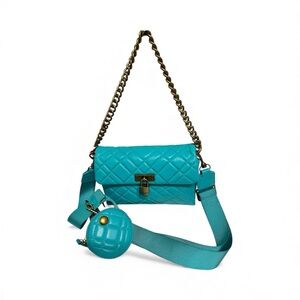 NWT Kurt Geiger The Brixton Teal Quilted Shoulder or Crossbody bag